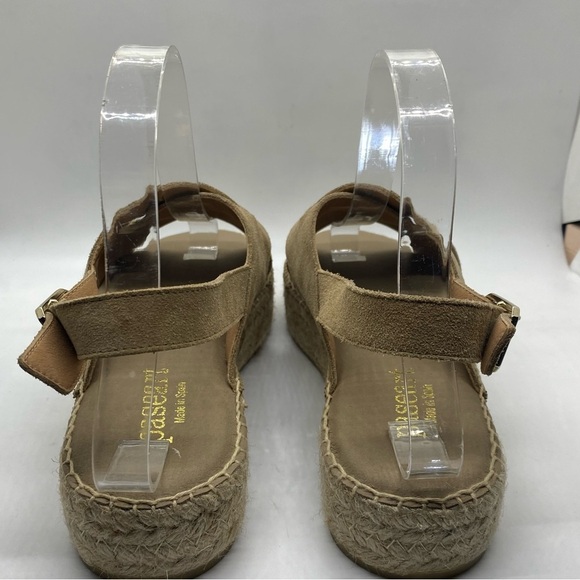 Paseart Women's Tan Suede Leather Cross Strap Espadrille Slingback Sandals 40 - Picture 6 of 11